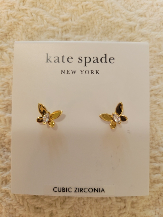 kate spade Jewelry - kate spade gold butterfly stud earrings with clear stones